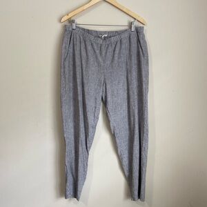 Eileen Fisher Organic Cotton Hemp Striped Easy Pants